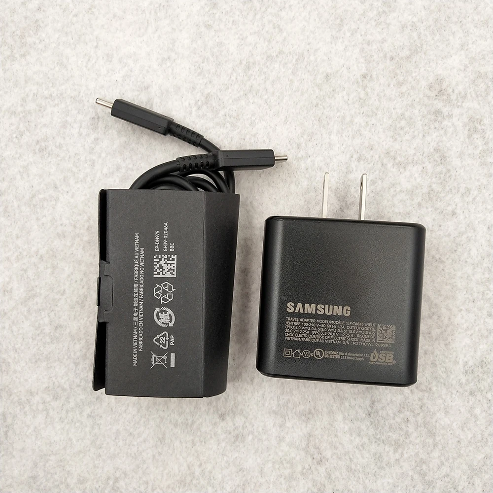 SAMSUNG 45W USB-C Super Charger Adaptive Fast Charge Adapter EP-TA845 Type C Cable For Galaxy Note 20 S20 Plus Ultra S10 Note10
