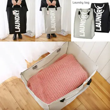 

Large Laundry Basket Collapsible Oxford Fabric Folding Clothes Bag with Handles