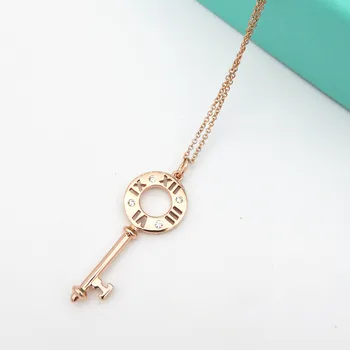 

S925 sterling silver ladies by Roman key pendant necklace European and American popular girls holiday gifts
