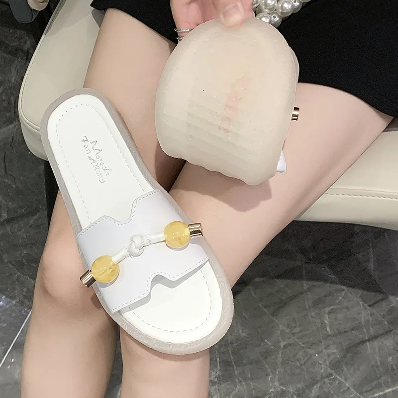 

Tendon bottom slippers women wear 2020 new summer fashion non-slip pregnant women soft bottom bow flat sandals