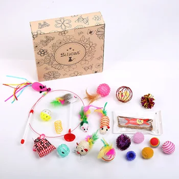 

10pcs/20pcs Variety Pet Toys Funny Cat Nip Mouse Ball Feather Set Interactive Play Telescopic Teaser Cat Rop for Dog Cat Supplie