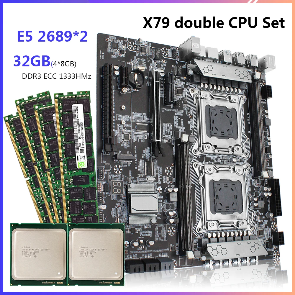 Jginyue X79 Dual Cpu Motherboard Set Kit With 2 * Xeon E5 2689 Cpu 4 ×