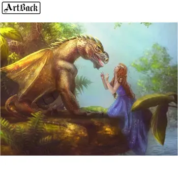 

5d diamond painting dragon girl full square pterosaur animal diamond embroidery diy handmade 3d diamond mosaic