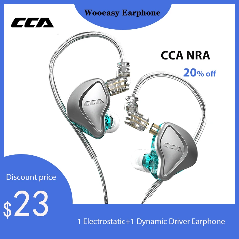 Cca Nra Earphone 1 Electrostatic+1 Dynamic Headset Hifi Inear Monitor