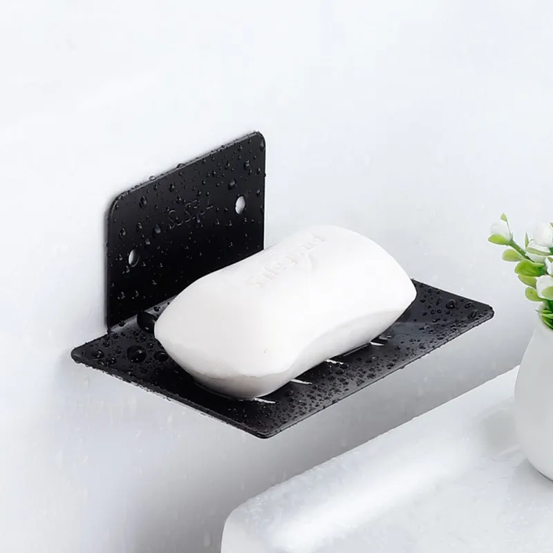 

LIUYUE Soap Dish Shelf Black Stainless Steel Wall-mounted Bathroom Shelf Square Soap Box Soap Basket Holder Soap Dishes Hardware