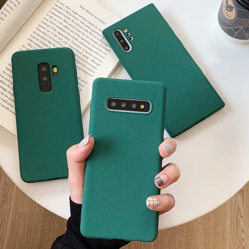

Pine green Frosted Soft Silicone Case For Samsung Note 10 8 9 S8 S9 S10 Plus A51 A71 A81 A91 A10e A20 A40 A30s A60 A70 A80 Cover