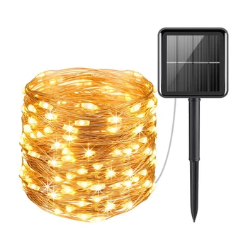 

Thrisdar 10M 20M Solar Copper LED Fairy Light Copper Wire Solar String Garland Light Outdoor Backyard Christmas Holiday Copper Light