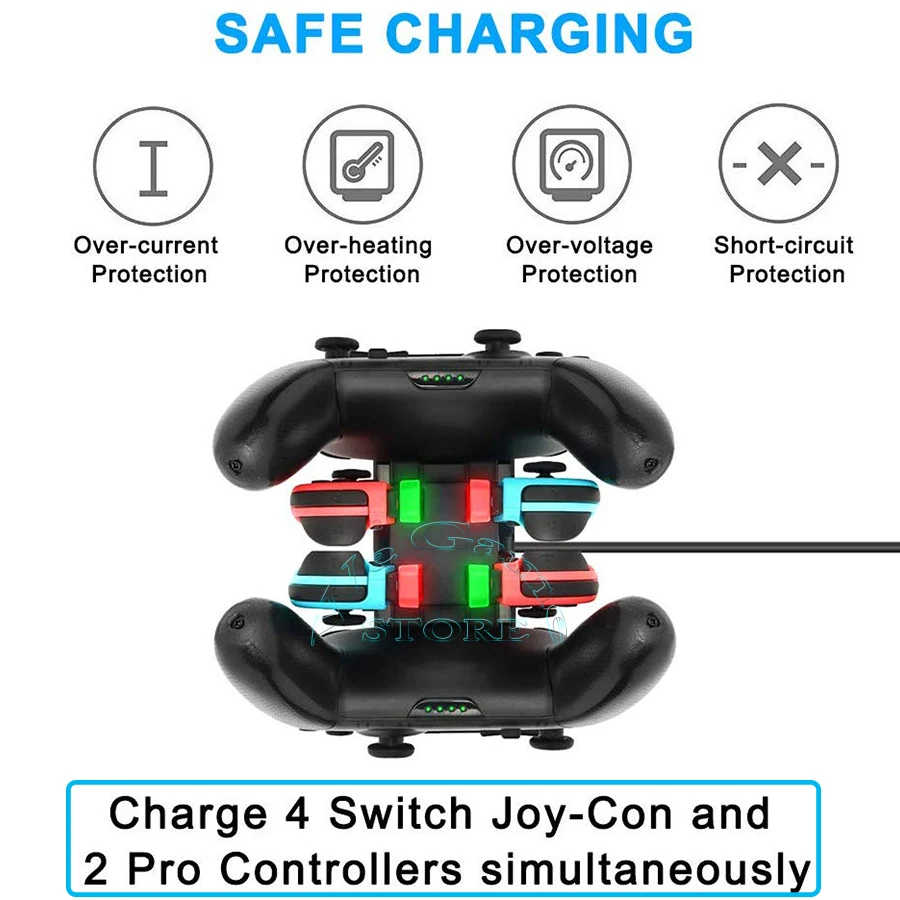 Аксессуары для Nintendo Switch Nitendo зарядное устройство switch 4 Joycon 2 Pro контроллер зарядная