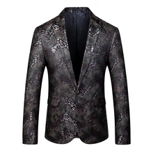 MOGU стильный черный принт повседневный мужской Блейзер новые костюмы куртка британский джентльмен Свадебный Жених Стройный модный пиджак