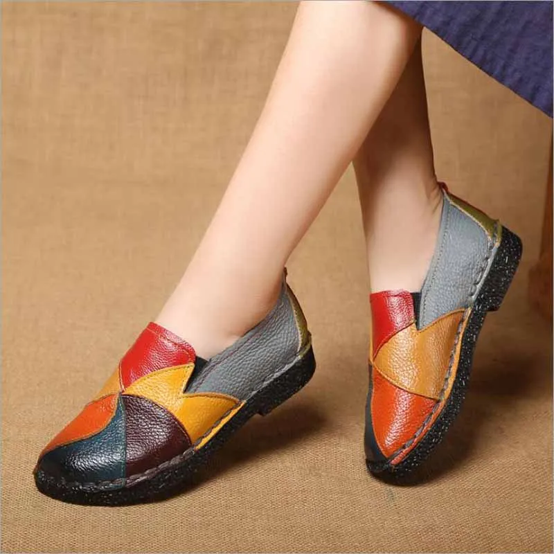

Women Flats Summer Women Genuine Leather Shoes With Low Heels Slip On Casual Flat Shoes Women Loafers Soft Nurse Ballerina Shoes