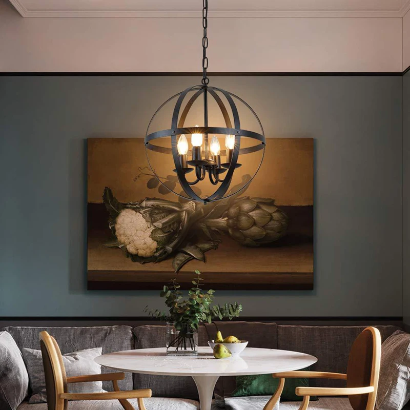 

Postmodern American Wrought Iron LED Pendant Light Bedroom Dining Hall Bar Decorative Light Fixture Kitchen Hanging Lamps