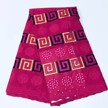 5 ярдов швейцарская кружевная ткань последняя Тяжелая вышитая бисером Африканская Хлопковая ткань швейцарская вуаль кружева популярный Дубай Стиль