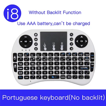 

Mini i8 Wireless Portuguese Keyboard 7 color backlit air mouse 2.4GHz Remote Control Touchpad For Android TV Box Notebook