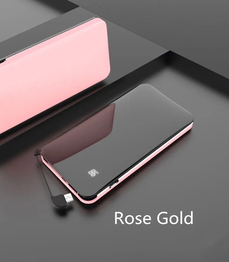 Бренд Xiaomi, беспроводной внешний аккумулятор, зеркальный экран, внешний аккумулятор, водонепроницаемый внешний аккумулятор, тонкий внешний аккумулятор, анти-падение, Дополнительный внешний аккумулятор - Цвет: rose gold