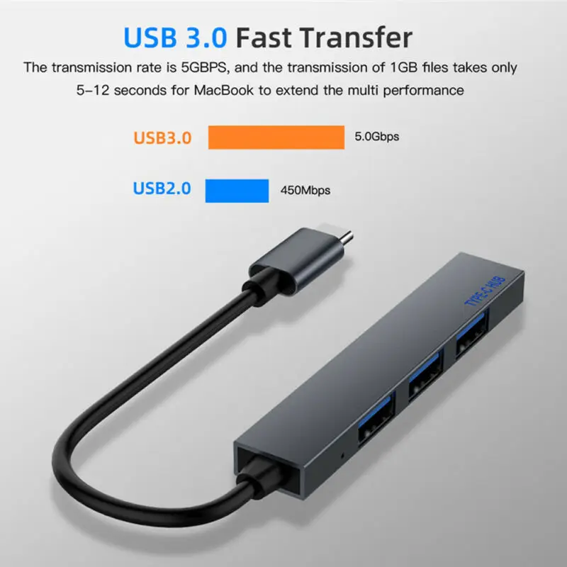 4 Порты и разъёмы USB концентратор Тип-C OTG USB Hub 3,1/3,0 мульти-Сплиттер расширения настольных ПК ноутбук Macbook адаптер