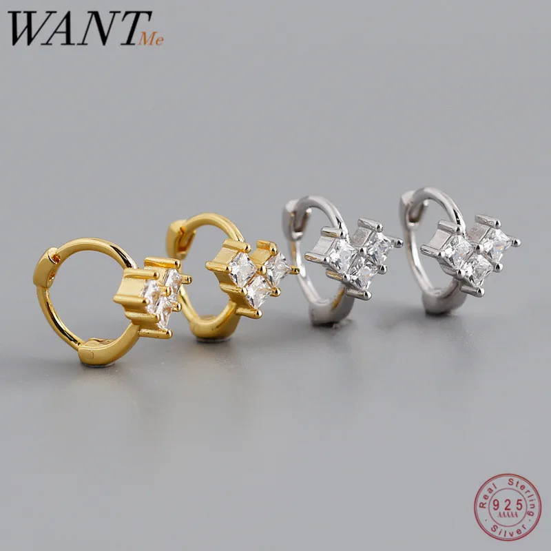 Женские серьги гвоздики WANTME Pave квадратные блестящие чешские цветы в стиле панк
