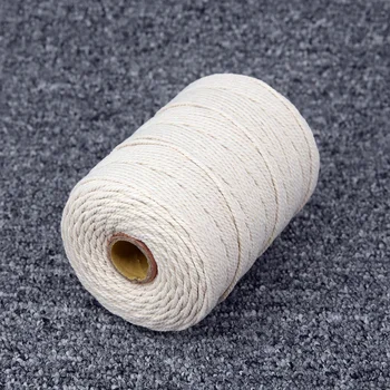 

Durable 1mm-3mm Natural Beige Cotton Twisted Cord Rope Craft Macrame Artisan String DIY Handmade Home Decorative Supply