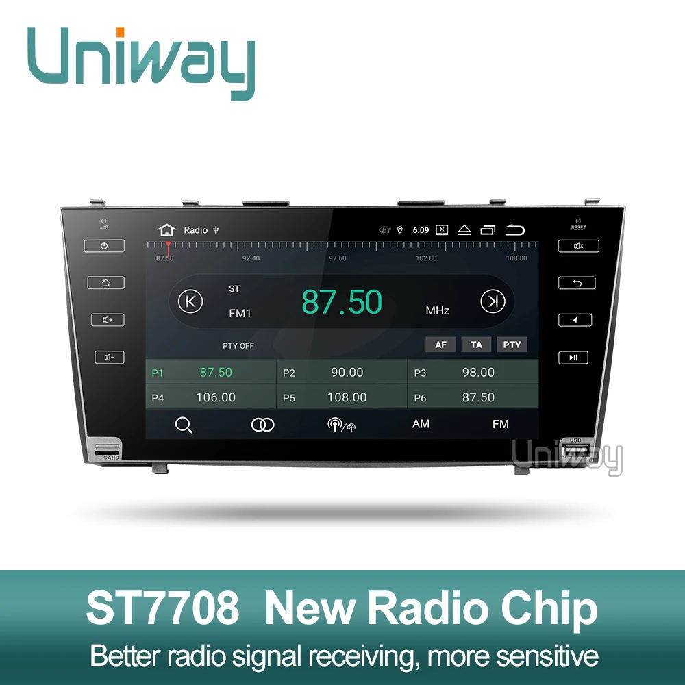 Uniway 4G+ 32G PX6 DSP android 9,0 автомобильный dvd gps плеер для toyota camry 2007 2008 2009 Автомобильный Радио с рулевым колесом автомобиля gps playe