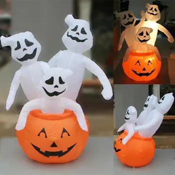 

1.2M Halloween Party Decor Ghost Pumpkin Inflatable Model Halloween Props Decoration for Garden Indoor w/Pump