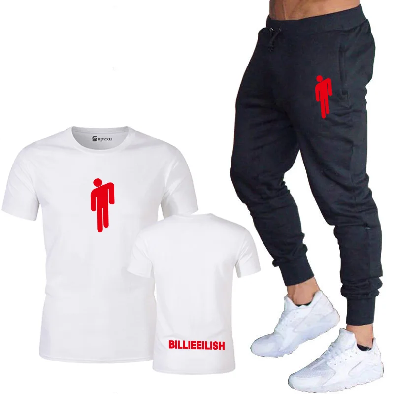 Футболка из хлопка, топ, XS-2XLBillie, с надписью Eilish, для дома, Мужская футболка, штаны,, новая летняя футболка, спортивный комплект
