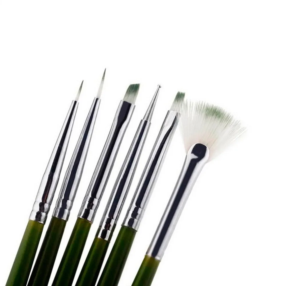 6 комплектов кисти для ногтей ручка для дизайна ногтей акриловая УФ-Гелевая кисточка для удленения Цветочный Дизайн Рисование Живопись Набор ручек