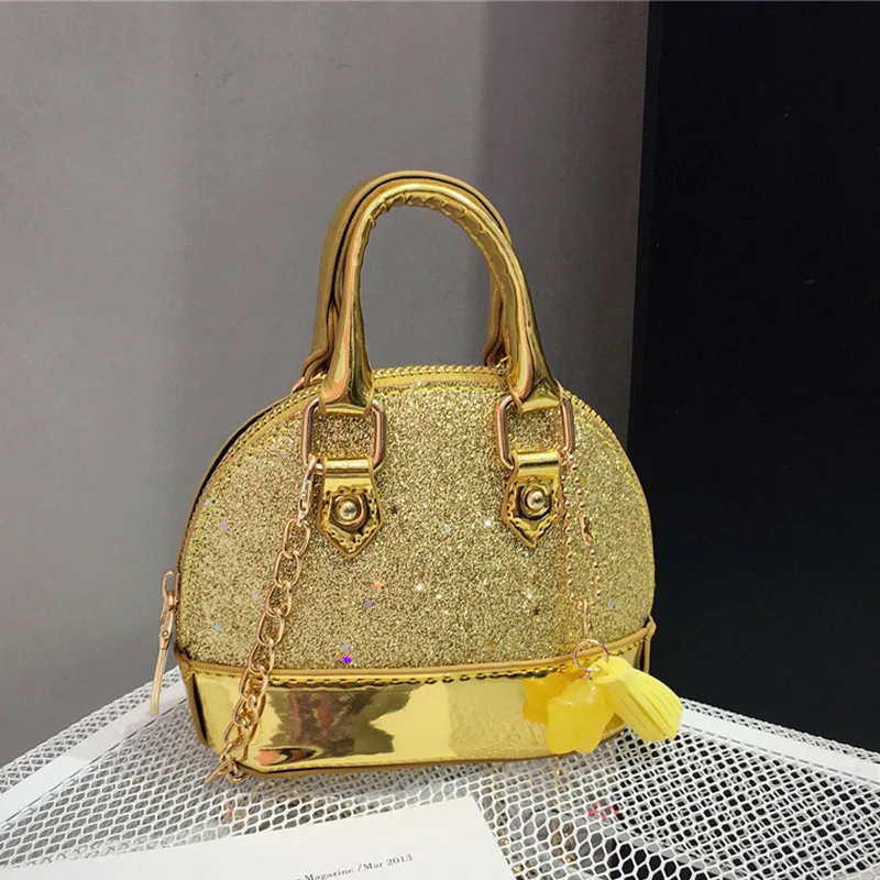 Golden Модная детская блестящая сумка на плечо, мини-сумка через плечо, сумка-кошелек O66 - Цвет: Golden