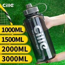 Cille бренд 1000 мл BPA бесплатно Спортивная бутылка для воды с соломинкой 1Л 2л 3л пластиковая бутылка для воды