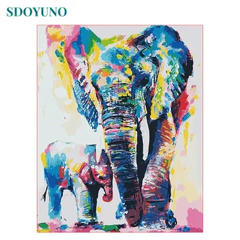 

SDOYUNO Frame Abstract Elephant DIY Painting By Numbers Animals Acrylic Coloring By Numbers Unique Gift For Home Decor 40x50cm