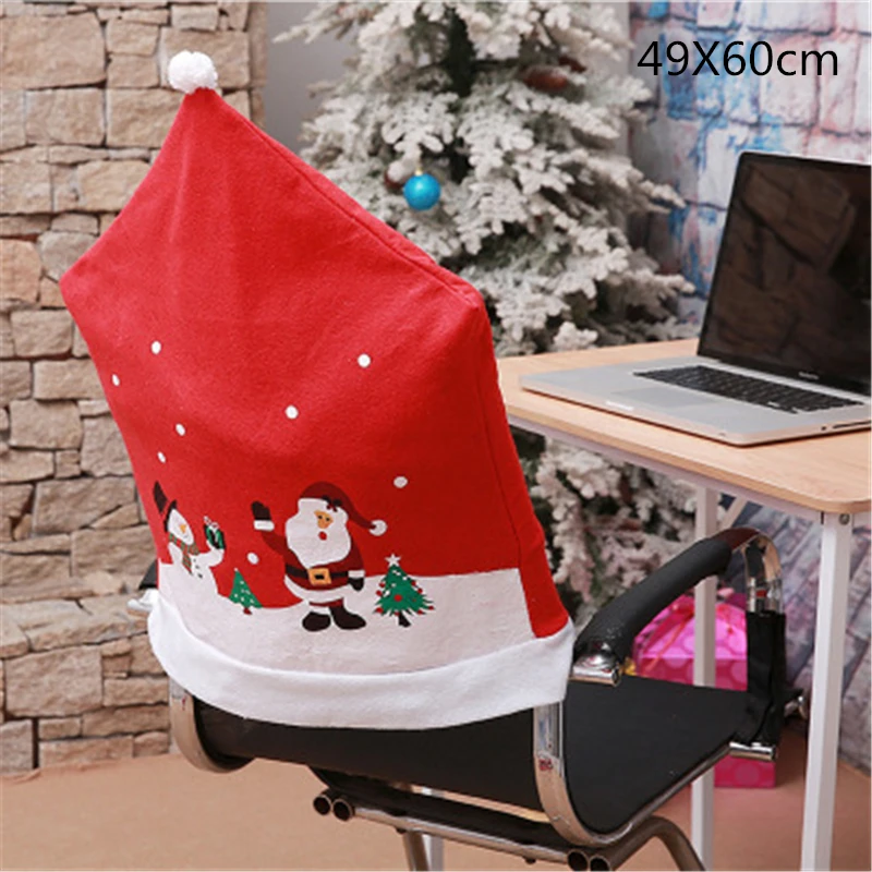 Christmas Chair Cover Chair Back Covers New Year Dinner Table Decoration Christmas Decoration For Home Party Supplies 1/2pcs - Цвет: C