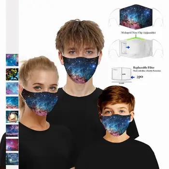 

1pc Unisexual Cotton Face Mask with 2 Filters Washable Reusable PM2.5 Anti-Dust Mask with Replaceable Filter Fashion Patterns