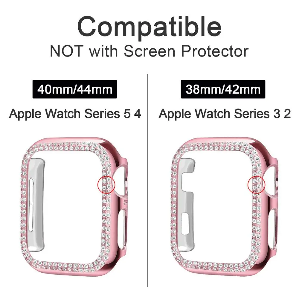 Бампер для Apple watch, чехол для Apple watch 5, 4, 44 мм, 40 мм, 42 мм, 38 мм, двойной Алмазный защитный чехол iWatch 3, 2, 1, аксессуары 40