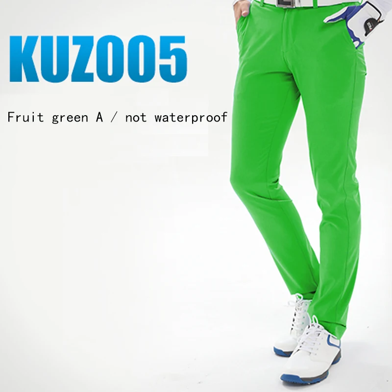 KUZ005 Green A Настоящие мужские прямые штаны для гольфа, высокоэластичные водонепроницаемые шаровые штаны, тонкие свободные повседневные штаны, Версия De Golf Pour Hommes, одежда - Цвет: KUZ005 Green A