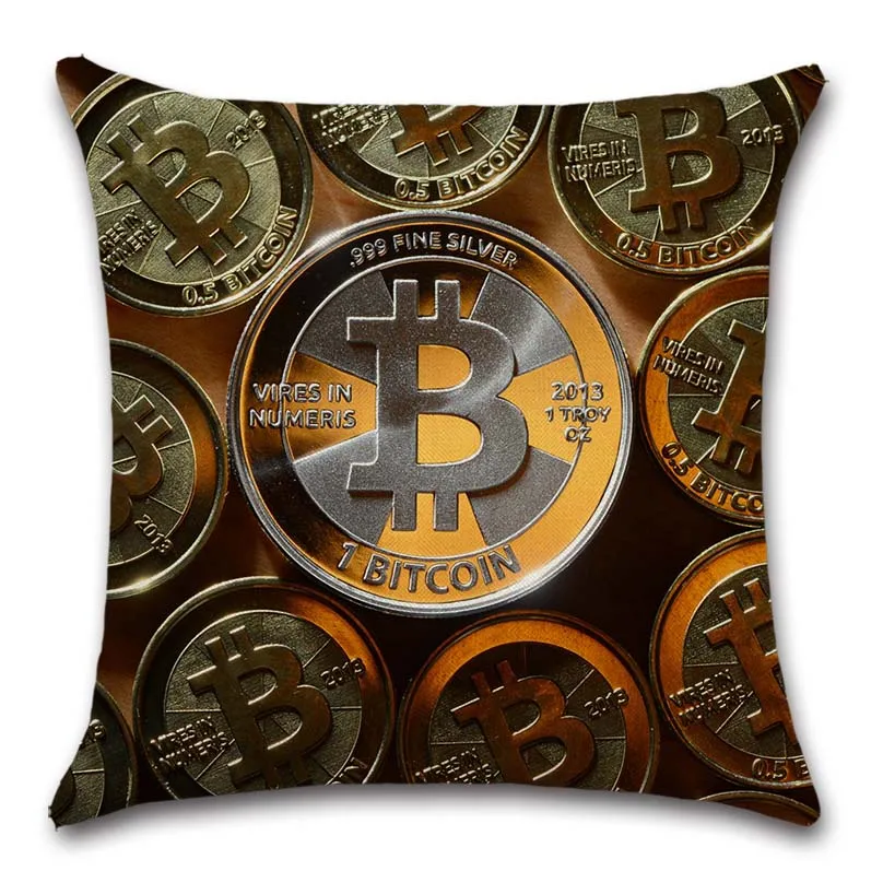 Bitcoin art из хлопчатобумажной ткани с узором Чехлы для подушек украшение домашнего софа, кресло, сидение, автомобиль друг, офисное сиденье подарок бросок наволочка - Цвет: 16