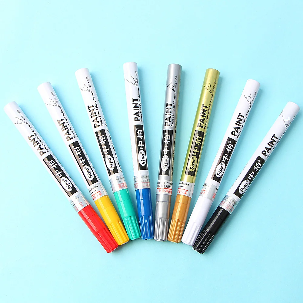 Permanent Pen 8 Colors Metallic Needle Marker Pen Fine Point Paint Non-Toxic