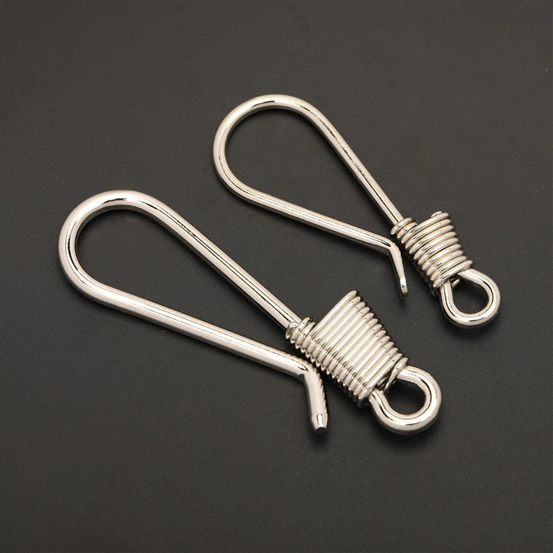 1pcs Brass Retro Wire Winding Keychain Silver Plated Belt U Hook Fish