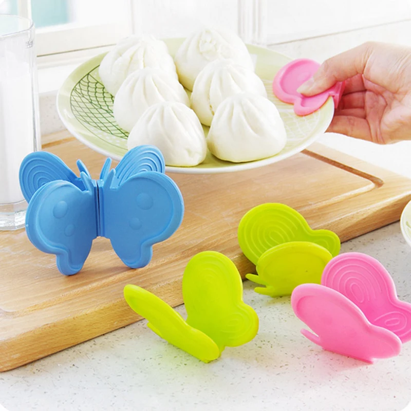 

Butterfly Heat-insulating Tray Clip Silicone Anti-scalding Tray Holder Oven Thickened Hand Guard Bowl Holder Random Color