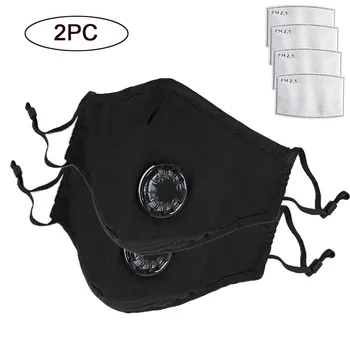 

1pc Cotton Mouth Mask Anti dust Mouth-muffle Washable Black Mask On Face For Man Women Respirator 2pcs mouth mask+4 filters