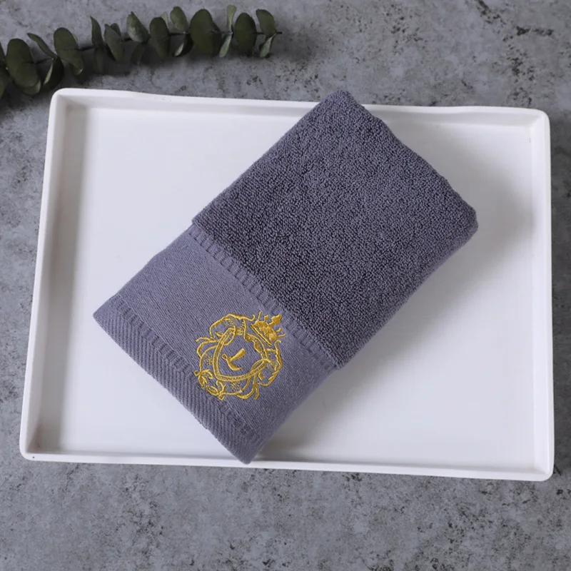 Dark Gray Wontive горячая Распродажа, Вышитое хлопковое роскошное полотенце для взрослых в отеле, банное полотенце, утолщенное Хлопковое полотенце, полотенце для лица для взрослых 34*71 см - Цвет: Dark Gray