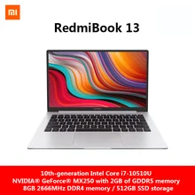 Ноутбук Xiaomi RedmiBook13 13,3 дюймов Intel Core i7-10510U NVIDIA GeForce MX250 GPU 8 Гб ram DDR4 512 ГБ SSD Win10