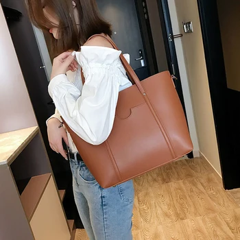 

2019 Big Women Handbag Leather Women Shoulder Bags Designer Women Messenger Bags Ladies Casual Tote Bags brown sac a main