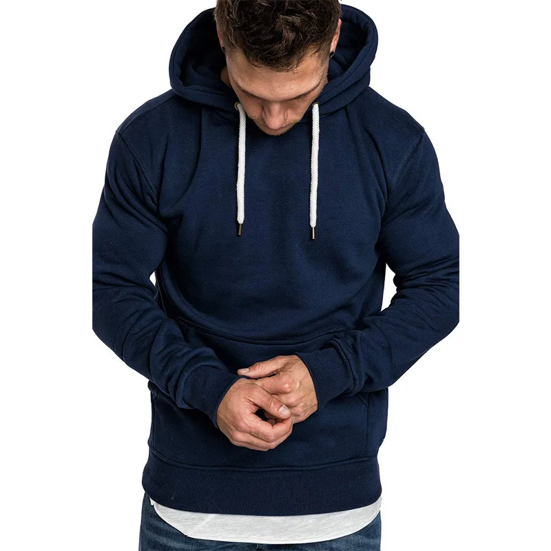 Navy blue Хит, весна-осень, модные брендовые мужские толстовки, мужские повседневные Толстовки, Толстовки, мужские одноцветные толстовки с капюшоном, толстовки, топы - Цвет: Navy blue