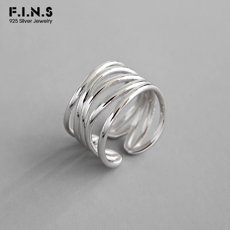 F.I.N.S корейское кольцо из стерлингового серебра S925 INS Многослойные Спиральные кольца для женщин широкое кольцо 925 серебряные ювелирные изделия