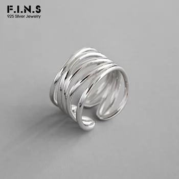 

F.I.N.S Korean S925 Sterling Silver Ring INS Multi-Layer Winding Rings for Women Wide Finger Ring 925 Silver Fine Jewelry