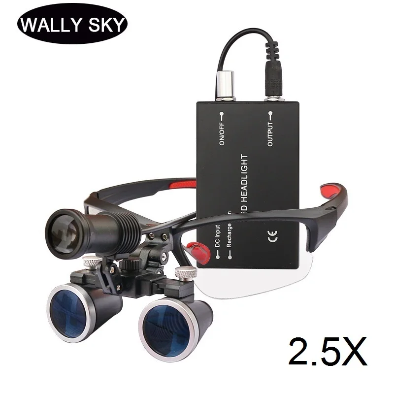 

LED Dental Loupe Binocular Magnifier with Spotlight Head Light Dental Glasses for Surgery Surgical Medical Operation Loupe 2.5X
