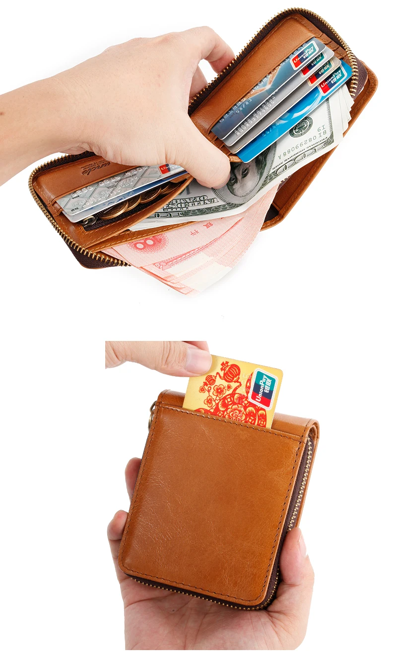 Кошелек из натуральной кожи Rfid для мужчин, мужской кошелек, клатч, сумка для денег, маленькие деньги, вечерние, на молнии, кошелек из натуральной кожи в винтажном стиле