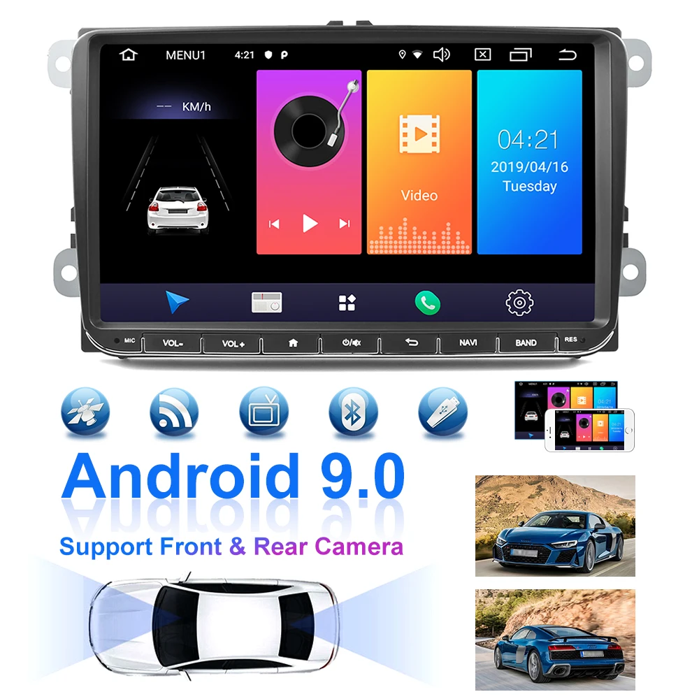 Podofo 2 Din " android-авторадио Car gps навигации зеркало ссылка CANBUS WI-FI Автомобильный мультимедийный плеер для Passat Golf touran сиденье