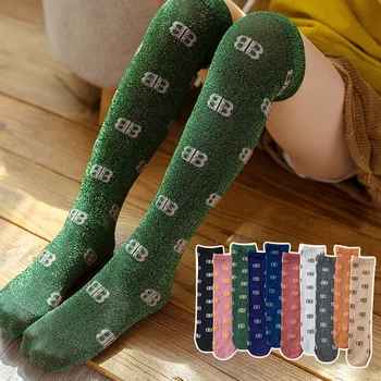 

Girls' Tide Socks Middle Tube Socks Korean Letter Socks Calf Socks Spring And Autumn Baby Knee High Tube Cotton Socks