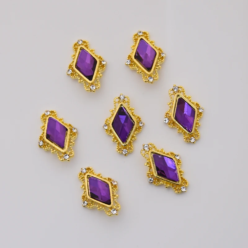 

10pcs/lot Nail Art Charming Stud Rhinestone Decor Metallic Gold Studs Clear/AB//Red Crystal Manicure Nail Art Accessory 3D Studs