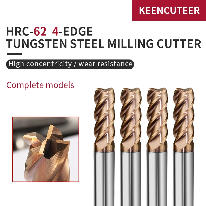 HRC45 Fraise à 4 dents en carbure de tungstène Fraise CNC Fraises rotatives CNC Diamètre de 6mm x longueur de 100mm 
