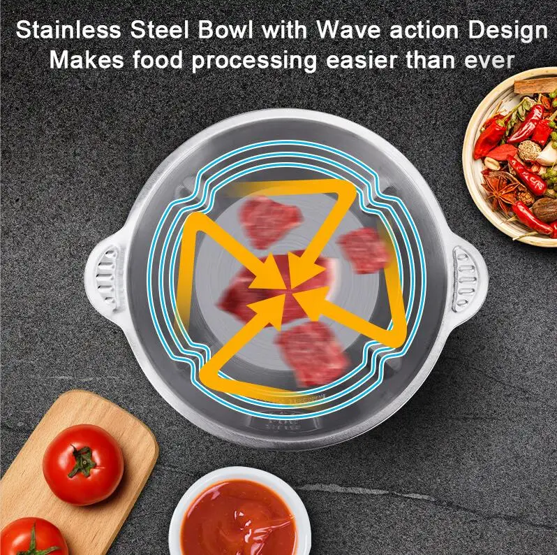 Factory price 500W 2 Speed Stainless steel 2L Capacity Electric Chopper Meat Grinder Mincer Food Processor Slicer-5